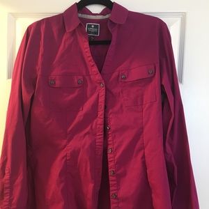 Magenta button down blouse